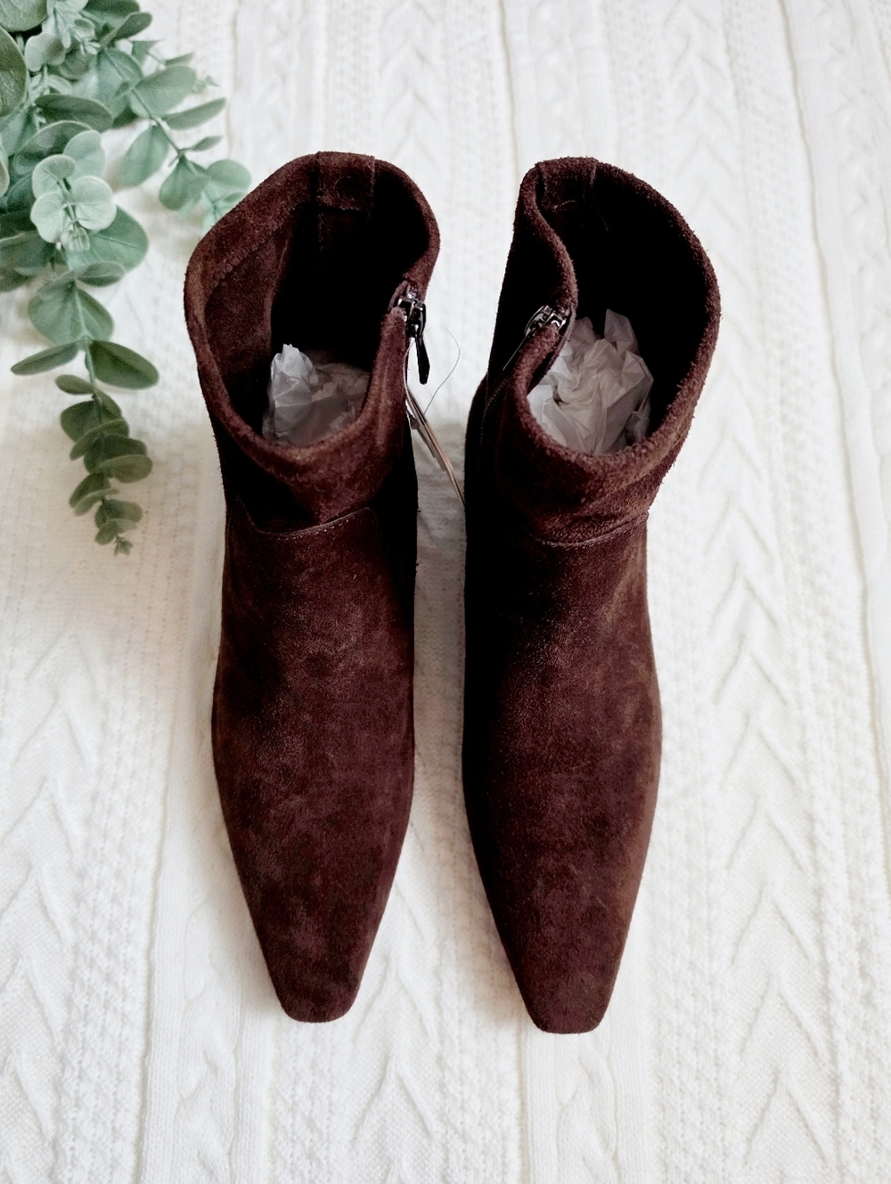 Jason Wu Genuine Leather Suede Ankle Boots Booties Pull On Zipper Brown NWT 10 - Picture 3 of 16